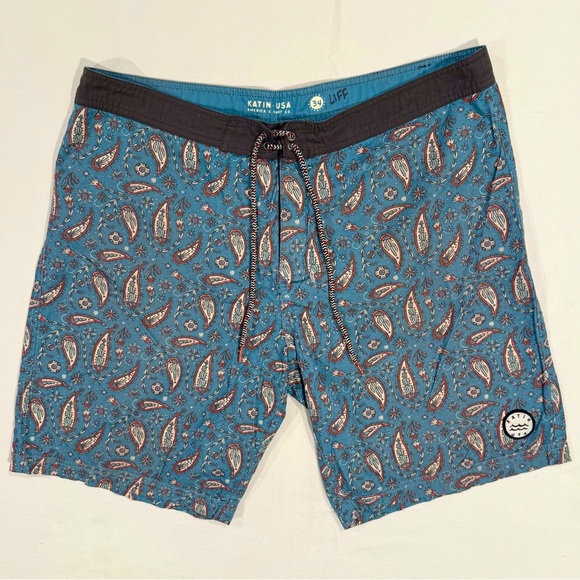 Katin Board Shorts Mens 34 Hybrid Swim Trunk Surf Velcro Fly Southwest Paisley - Picture 1 of 6